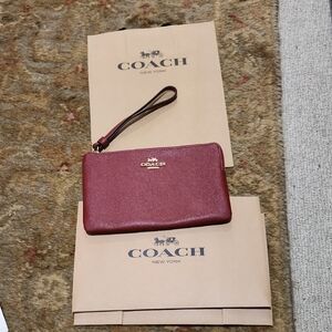 NEW Coach Red Wristlet with Box And Bag